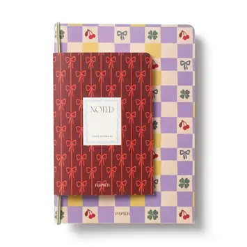 Papier - PA PA NBLI - Checkerboard & Bows Softcover Notebook Set, Lined