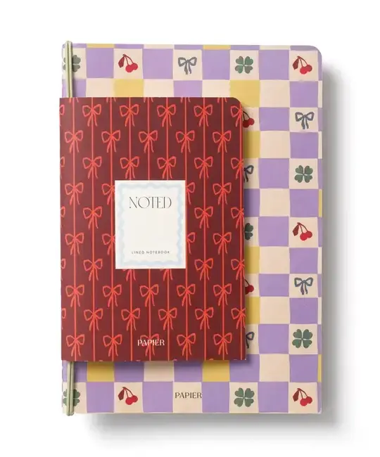 Papier - PA PA NBLI - Checkerboard & Bows Softcover Notebook Set, Lined