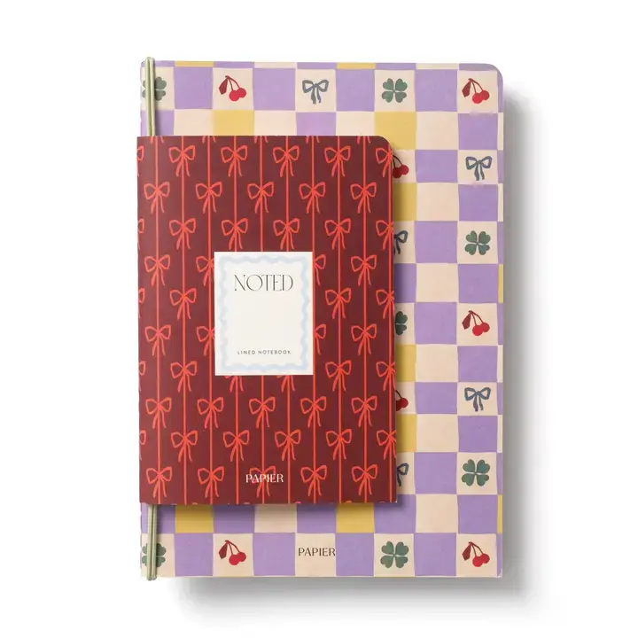 Papier - PA PA NBLI - Checkerboard & Bows Softcover Notebook Set, Lined