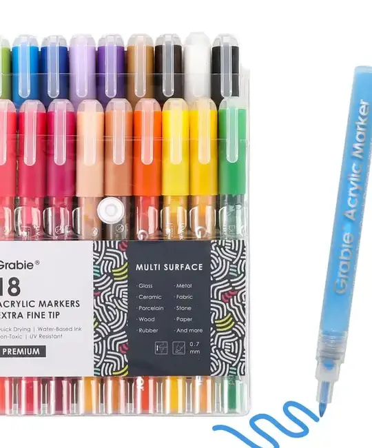 Grabie Art - GRAA GRAA AS - Extra Fine Tip Acrylic Paint Marker Set of 18