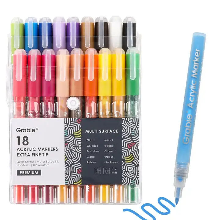 Grabie Art - GRAA GRAA AS - Extra Fine Tip Acrylic Paint Marker Set of 18