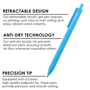 Grabie Art - GRAA GRAA AS - Retractable Colorflow Acrylic Gel Pen Set of 12