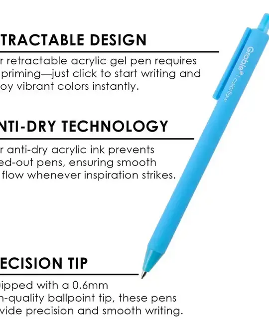 Grabie Art - GRAA GRAA AS - Retractable Colorflow Acrylic Gel Pen Set of 12