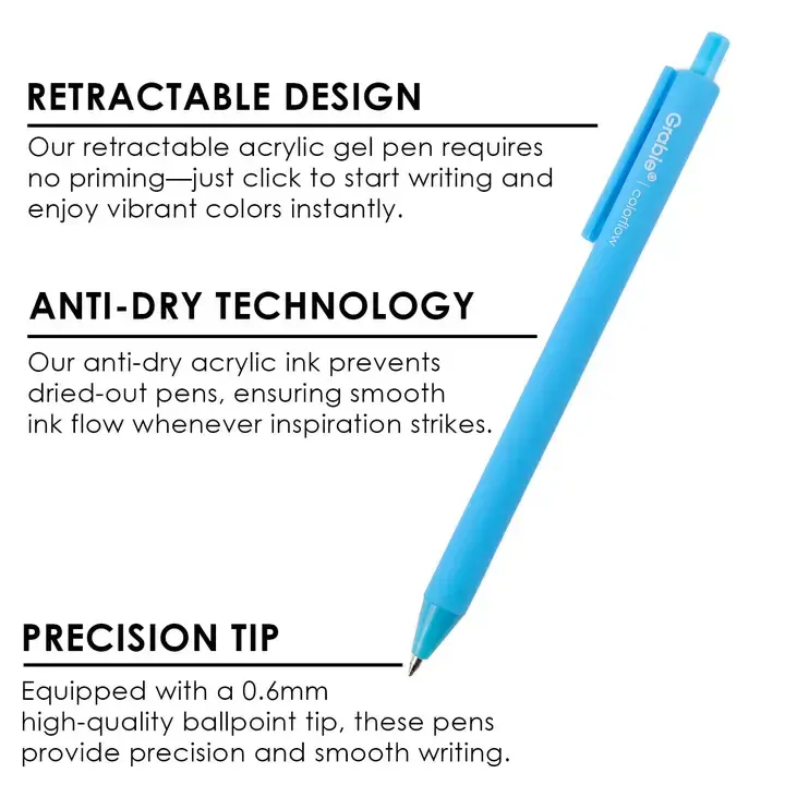Grabie Art - GRAA GRAA AS - Retractable Colorflow Acrylic Gel Pen Set of 12