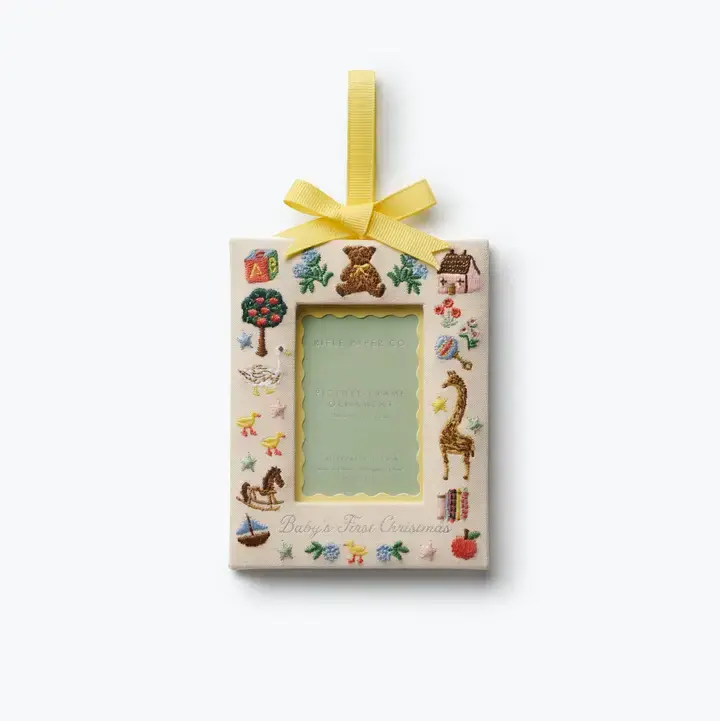 Rifle Paper Co - RP RP OR - Baby's First Christmas Frame Embroidered Ornament