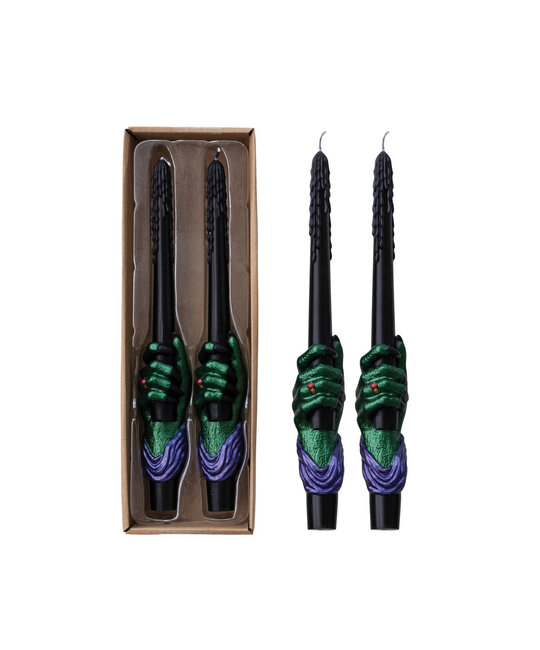 Creative Co-Op - CCO CCO CA - Witch's Hand Black Taper Candle Set of 2