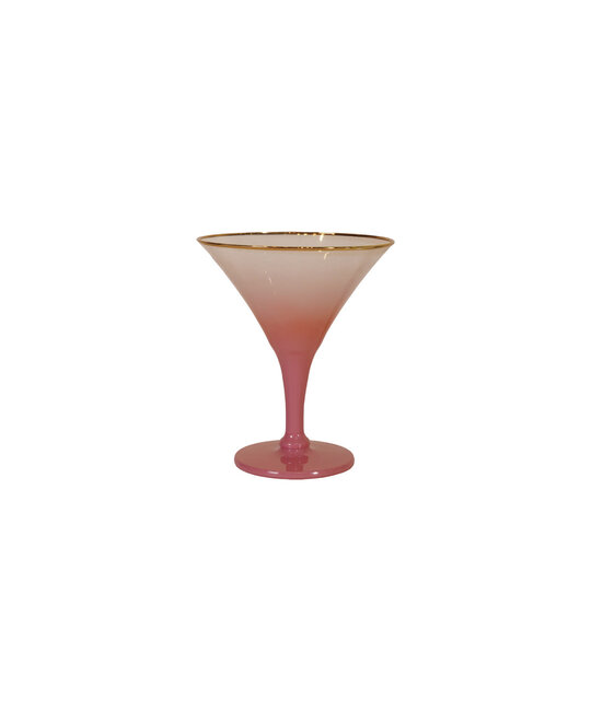 Creative Co-Op - CCO CCO HG - Pink with Gold Rim Stem Cocktail Glass, 8 oz.