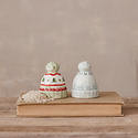 Creative Co-Op - CCO CCO HG - Pom Pom Hat Shaped Salt & Pepper Shaker Set of 2, Stoneware