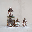 Creative Co-Op - CCO CCO OR - Lantern with Animal and Faux Snow Glitter Ornament (Assorted)