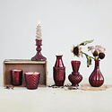 Creative Co-Op - CCO CCO HGDE -  Burgundy Embossed Glass Taper Candle Holder (4" tall)