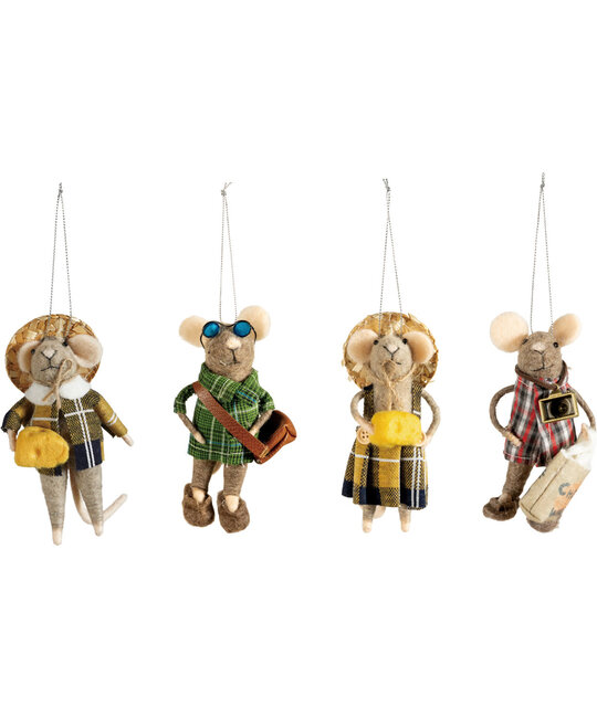 Creative Co-Op - CCO CCO OR - Tourist Mouse Wool Felt Ornament (Assorted Styles)