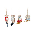 Creative Co-Op - CCO CCO OR - Sled or Skates Mouse in Scarf Wool Felt Ornament (Assorted Styles)