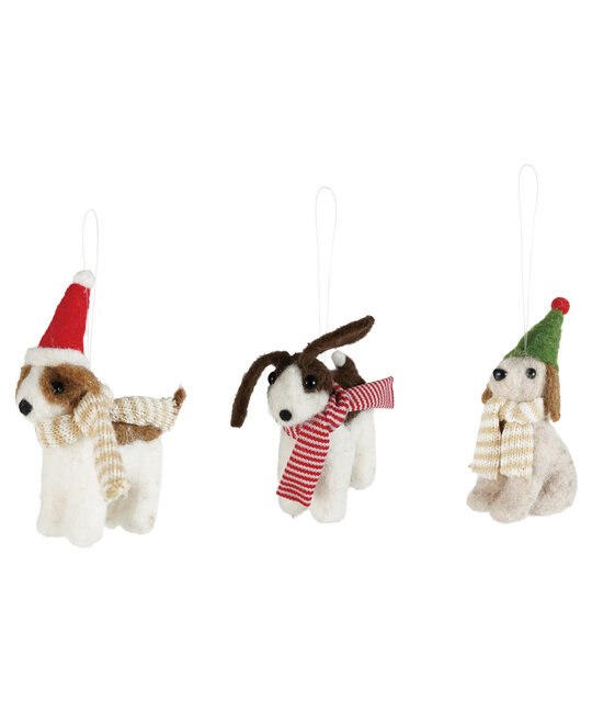 Creative Co-Op - CCO CCO OR - Scarf Dog Felt Ornament (assorted)