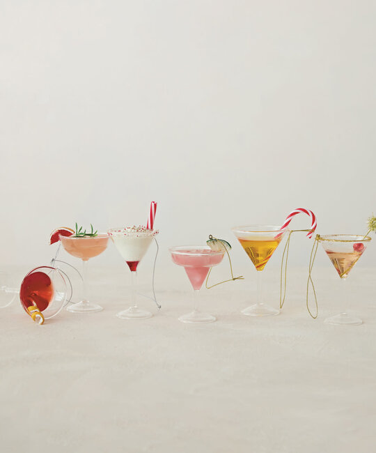 Creative Co-Op - CCO CCO OR - Pink + Festive Cocktail Glass Ornament (Assorted Styles)