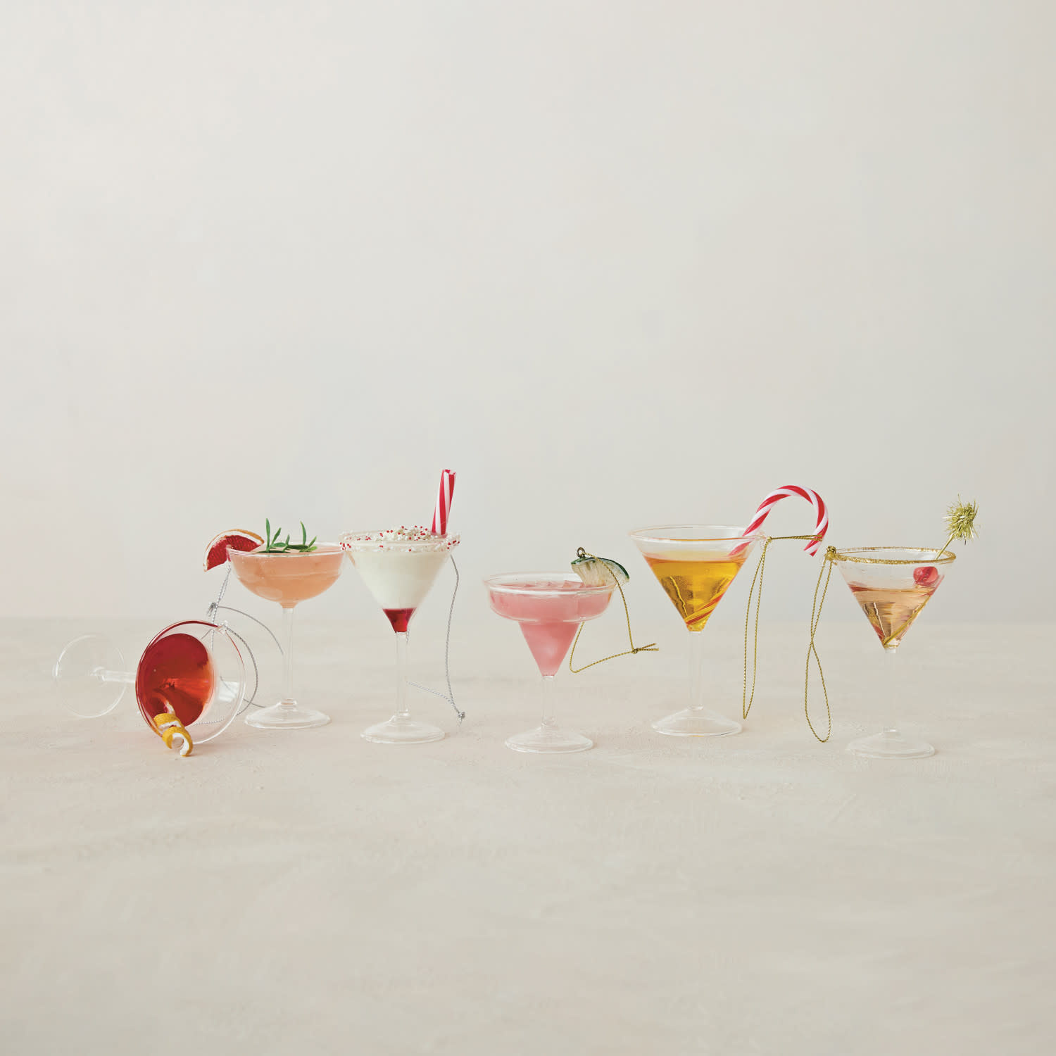 Creative Co-Op - CCO CCO OR - Pink + Festive Cocktail Glass Ornament (Assorted Styles)
