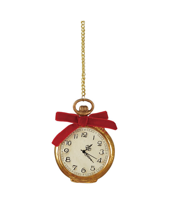 Creative Co-Op - CCO CCO OR - Pocket Watch with Bow Glass Ornament