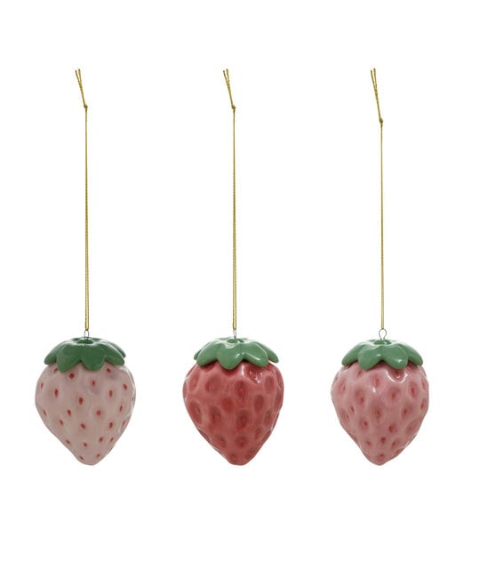 Creative Co-Op - CCO CCO OR - Embossed Strawberry Ceramic Ornament