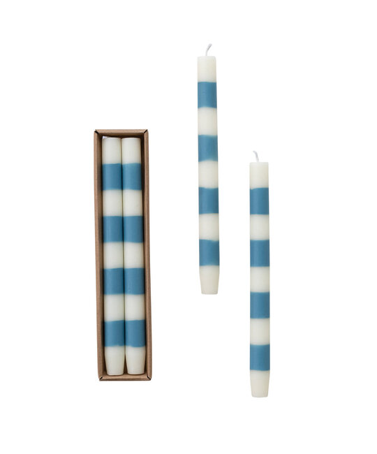 Creative Co-Op - CCO CCO CATA - 10" Striped Taper Candles, Blue & White