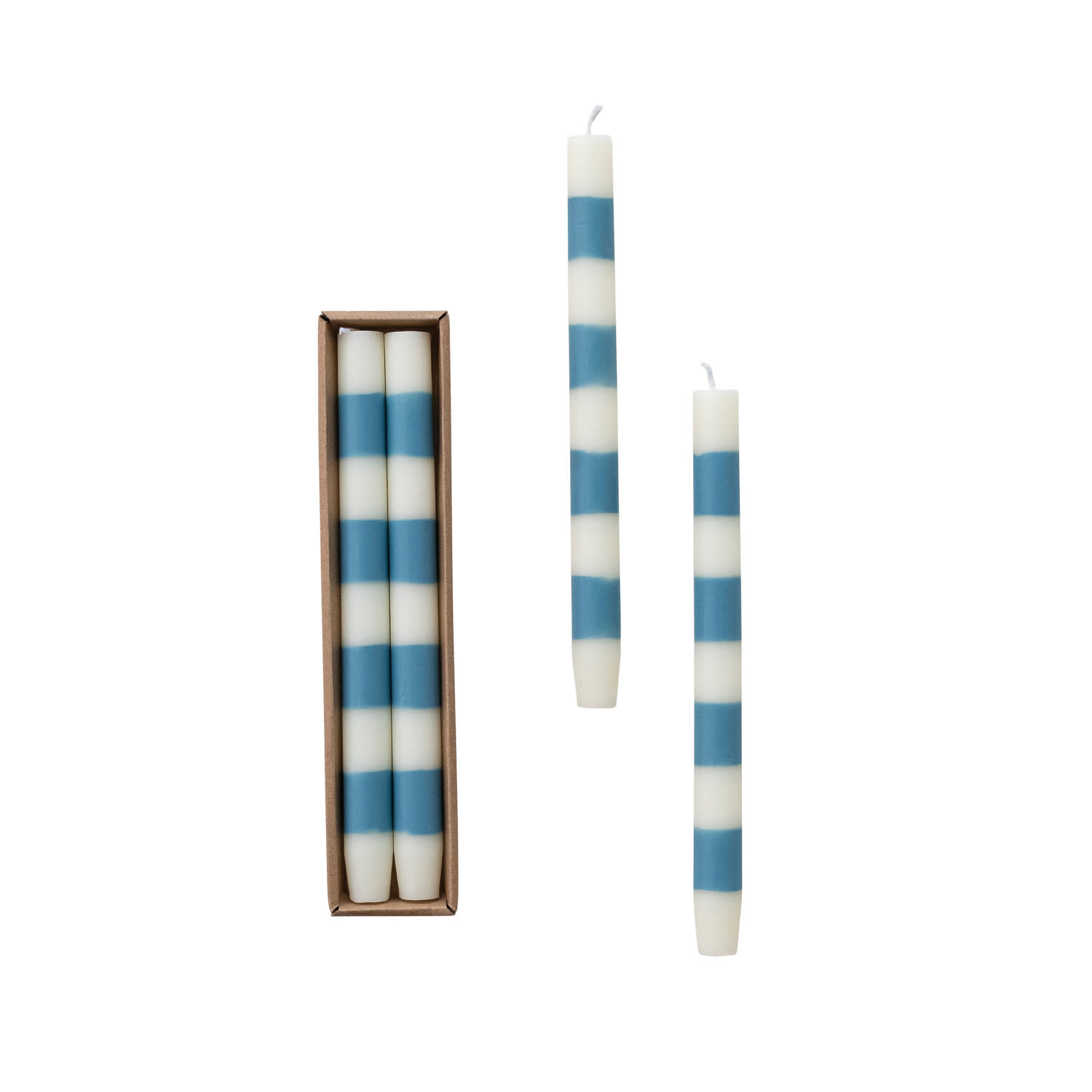 Creative Co-Op - CCO CCO CATA - 10" Striped Taper Candles, Blue & White