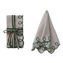 Creative Co-Op - CCO CCO HGKL - Green Embroidered Scalloped Edge Cotton Napkins, Set of 4