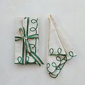 Creative Co-Op - CCO CCO HGKL - Green Embroidered Scalloped Edge Cotton Napkins, Set of 4