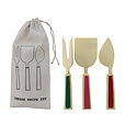 Creative Co-Op - CCO CCO HG -Jewel Tone Cheese Knives Set with Enameled Handles, Set of 3 in Drawstring Bag