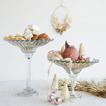 Creative Co-Op - CCO CCO HG - Tall Fluted Glass Pedestal Bowl