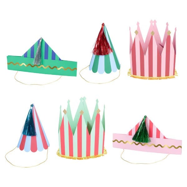 Meri Meri - MEM MEM PS - Fun Stripe Party Hats Mixed Styles