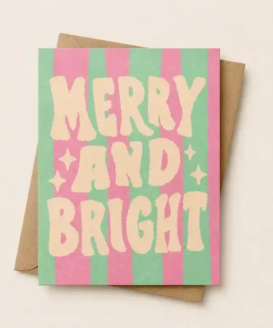 Daydream Prints - DP DPGCHO0005 - Striped Merry and Bright Holiday Card