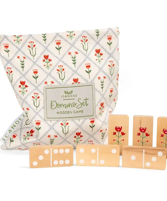 One Canoe Two Letterpress - OC OC GPGA - Scandinavian Floral Wooden Domino Game Set