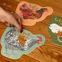 One Canoe Two Letterpress - OC OC GP - Chicken Meadows 100 Piece Shaped Jigsaw Puzzle Set of 3