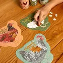 One Canoe Two Letterpress - OC OC GP - Chicken Meadows 100 Piece Shaped Jigsaw Puzzle Set of 3