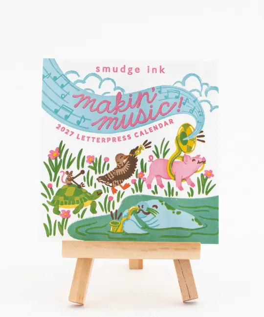 Smudge Ink - SI SI CADE - 2027 Makin' Music Animals Letterpress Desk Calendar