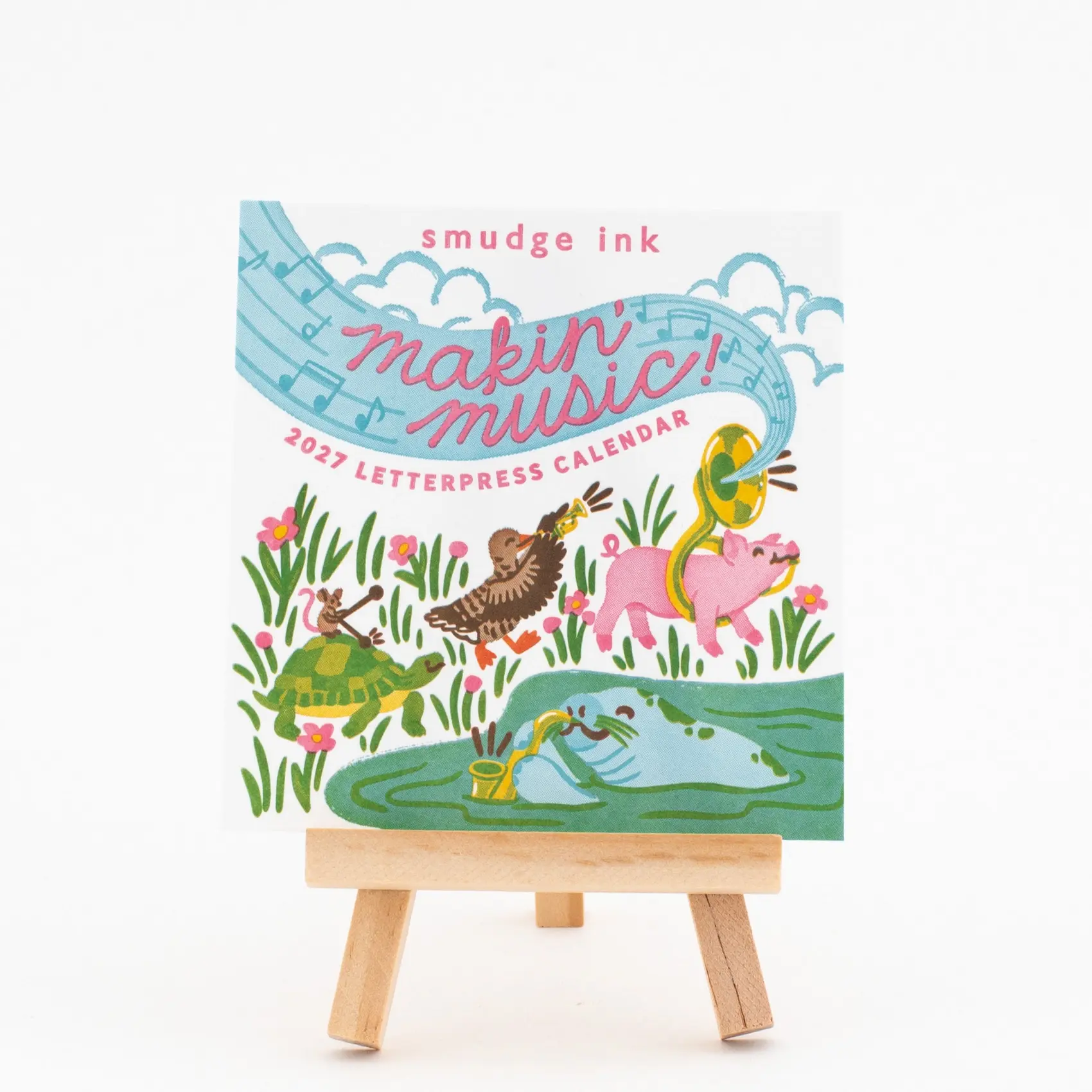 Smudge Ink - SI SI CADE - 2027 Makin' Music Animals Letterpress Desk Calendar