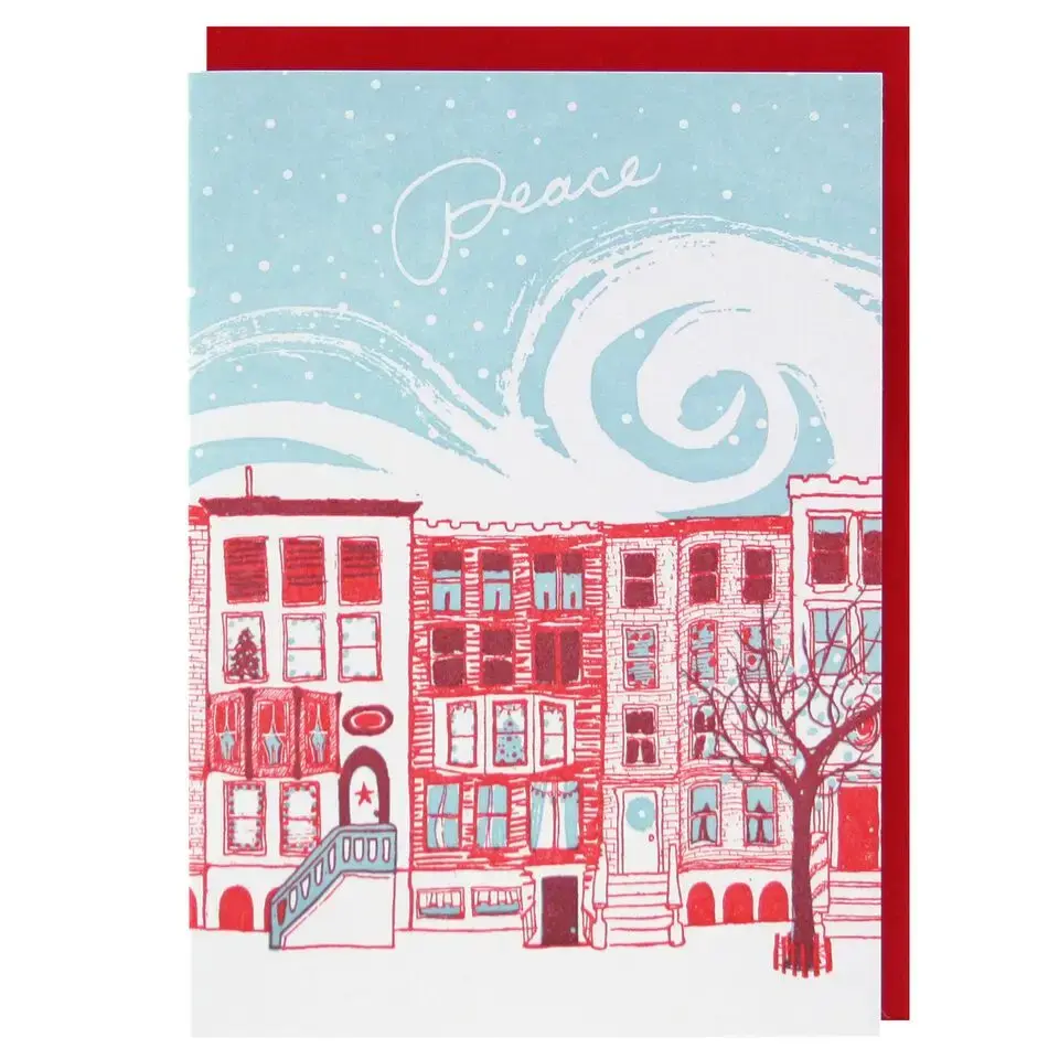 Smudge Ink - SI SI NSHO - Row of Brownstones Peace  Holiday Boxed Note Set