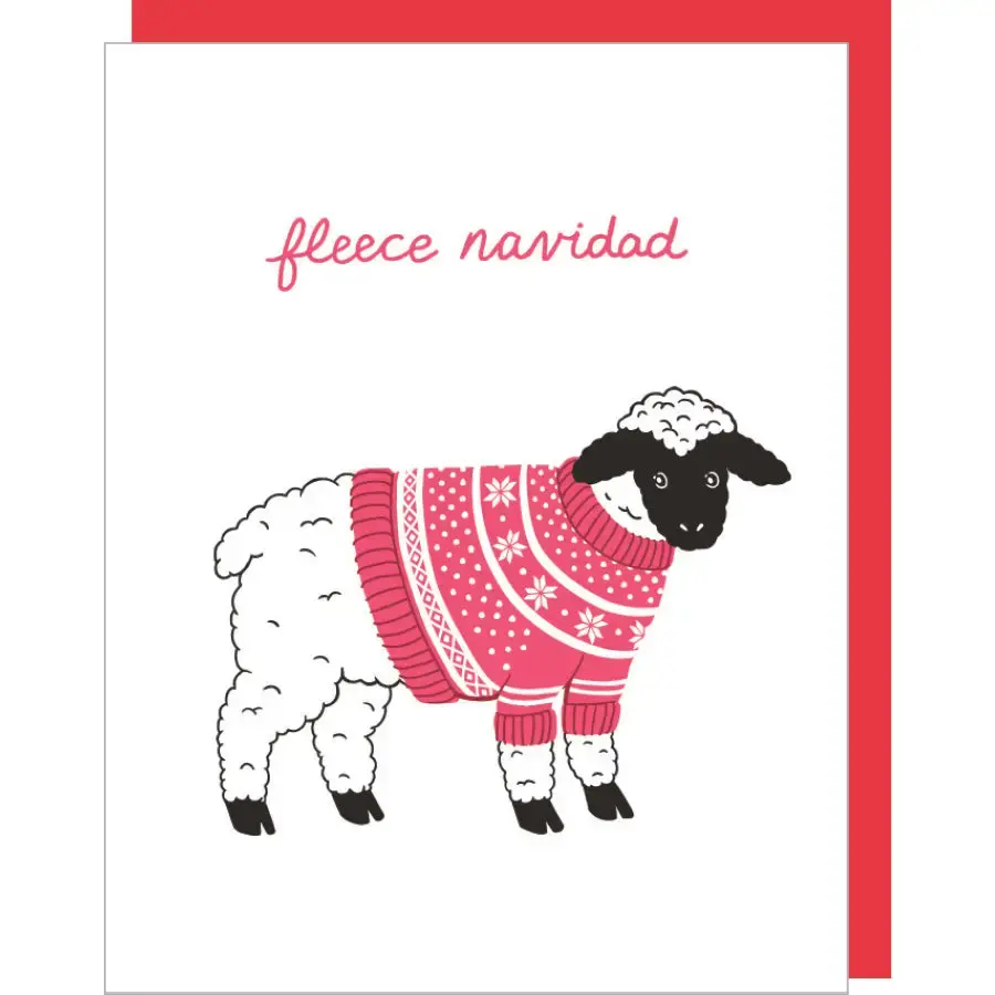 Smudge Ink - SI SIGCHO0029 - Fleece Navidad Wooly Sheep in Sweater Holiday Card