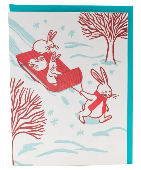 Smudge Ink - SI SI NSHO - Sledding Bunnies Winter Boxed Note Set