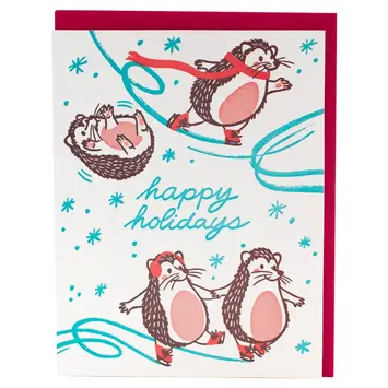 Smudge Ink - SI SIGCHO0037 -  Skating Hedgehogs Holiday Card