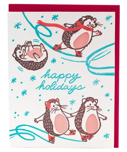 Smudge Ink - SI SIGCHO0037 -  Skating Hedgehogs Holiday Card