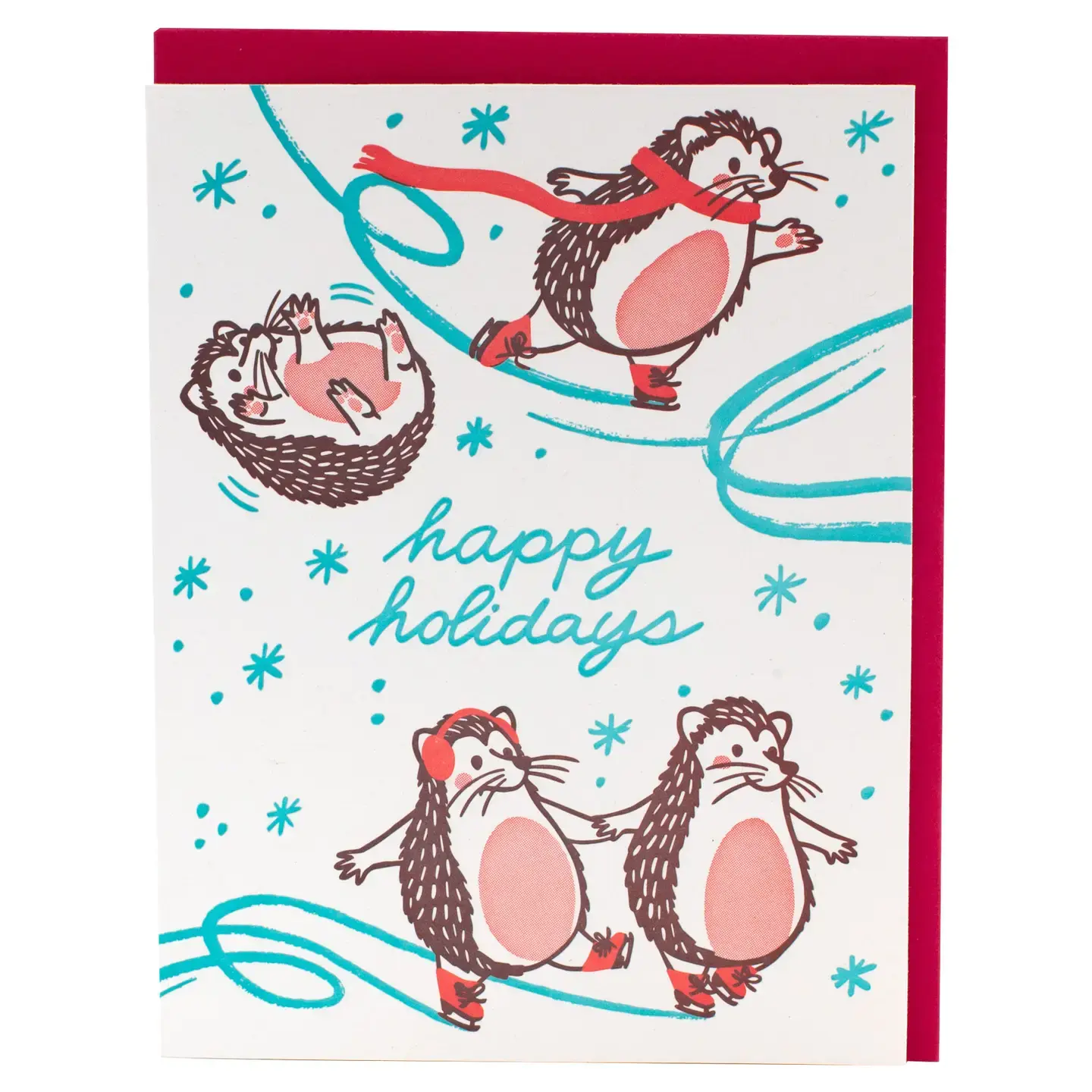 Smudge Ink - SI SIGCHO0037 -  Skating Hedgehogs Holiday Card