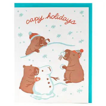 Smudge Ink - SI SIGCHO0038 - Capybara Snowball Fight Holiday Card