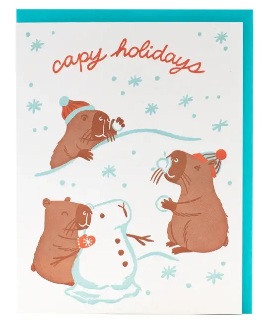 Smudge Ink - SI SIGCHO0038 - Capybara Snowball Fight Holiday Card