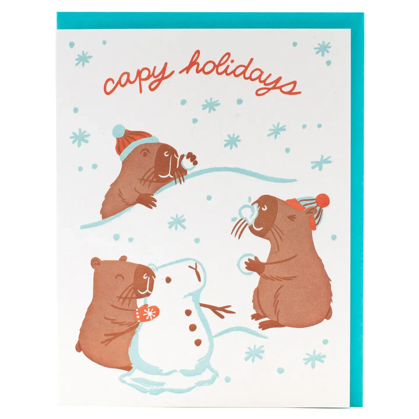 Smudge Ink - SI SIGCHO0038 - Capybara Snowball Fight Holiday Card