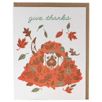 Smudge Ink - SI SIGCSE0005 - Give Thanks Dog in Leaves Card
