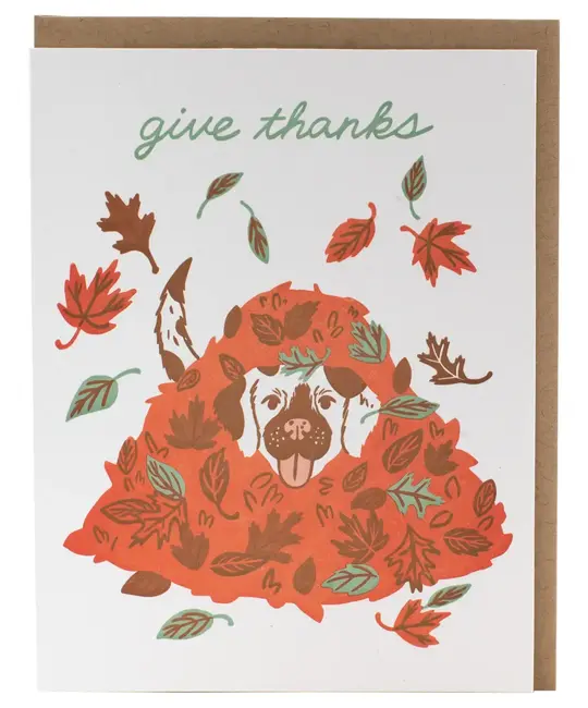 Smudge Ink - SI SIGCSE0005 - Give Thanks Dog in Leaves Card