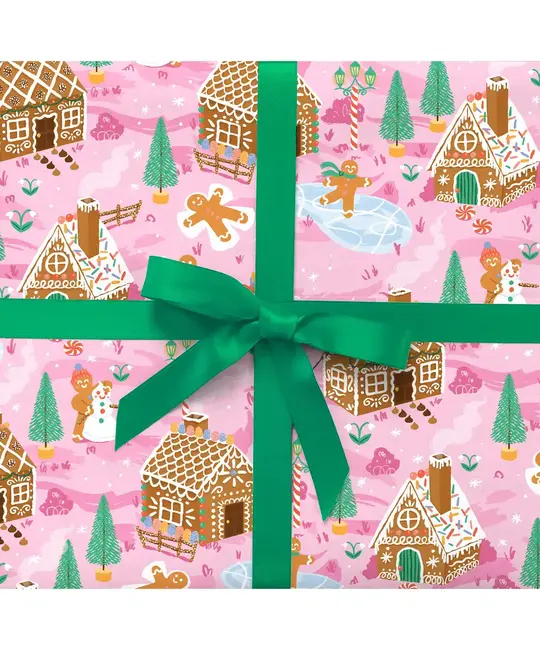 Smudge Ink - SI SI WPROHO - Pink Gingerbread Village Wrap Roll (3 Sheets)