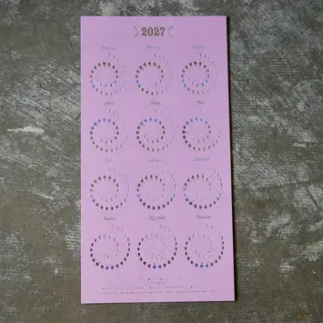 Margins Imprint - MAR 2027 Rose Petal Moon Phase Calendar