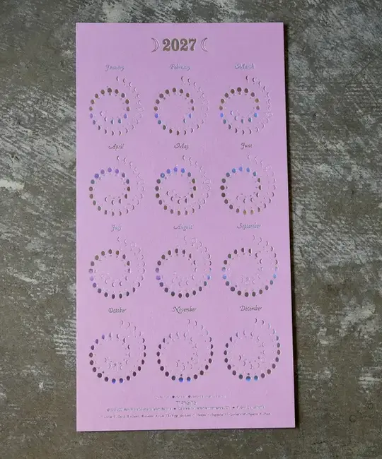 Margins Imprint - MAR MAR CAWA - 2027 Rose Petal Moon Phase Calendar (Small, Unframed)