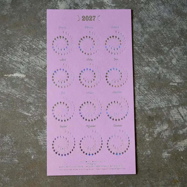 Margins Imprint - MAR MAR CAWA - 2027 Rose Petal Moon Phase Calendar (Small, Unframed)