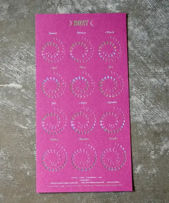 Margins Imprint - MAR 2027 Fuchsia Moon Phase Calendar by MARGINS imprint